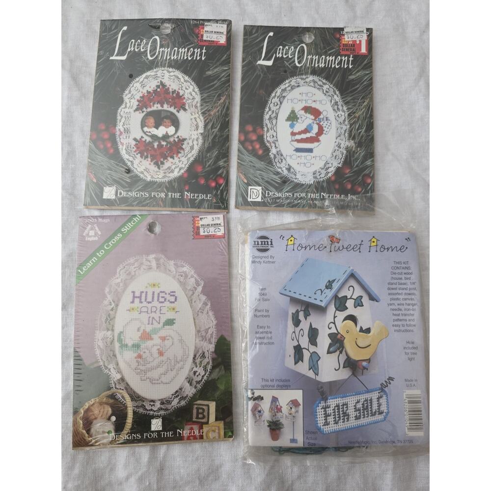 Counted Cross Stitch Kits - LOT OF 4 NMI Goose Christmas Vintage Lace Bird